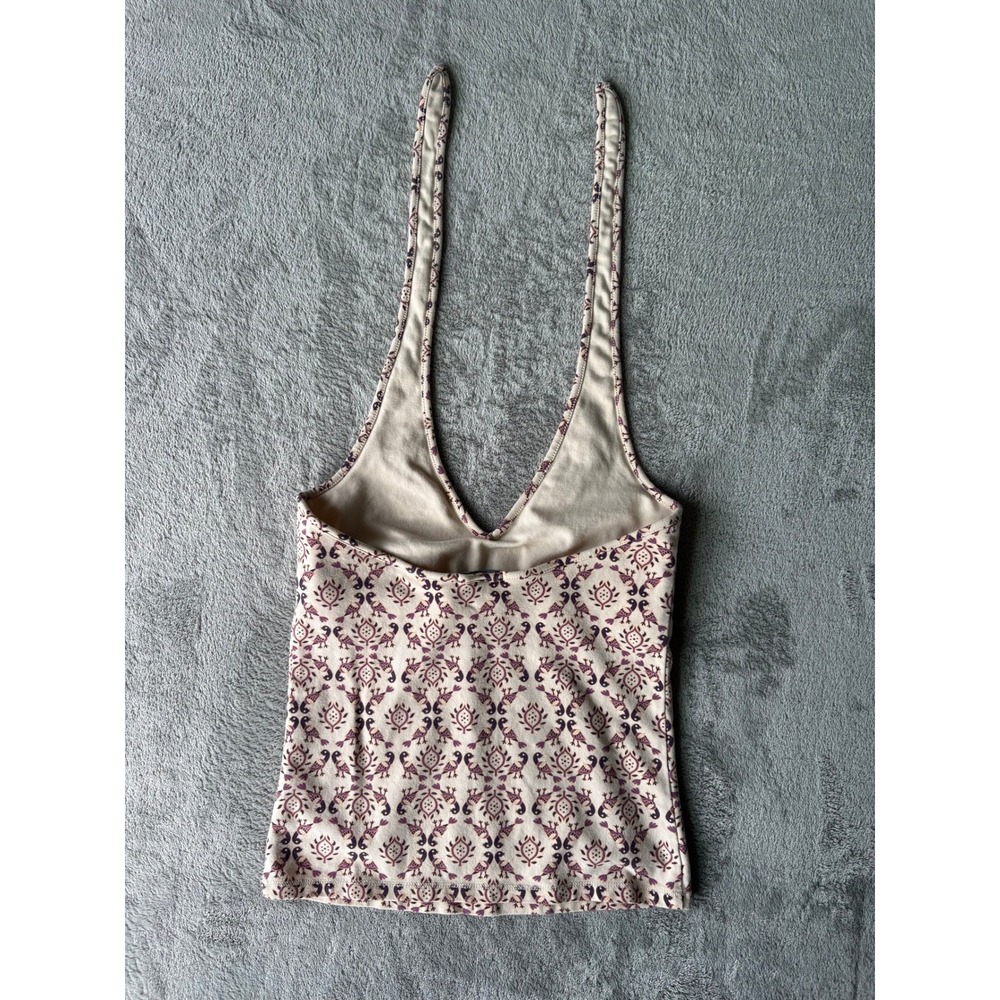Vintage Y2K Gap Halter Crop Top XS Damask Bird Print Boho Summer Retro Stretchy - Picture 7 of 15